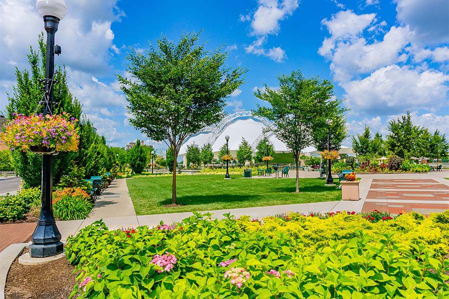 Centerville OH - Scenic View of a Park with Bright Green Grass and Foliage on a Sunny Summer Day in Centerville Ohio